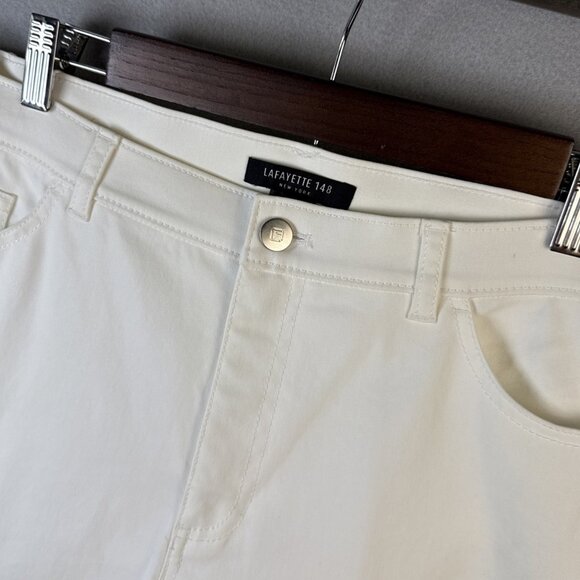 Lafayette 148 New York Cropped‎ Pants Womens 12 Off White Wedding Minimalist New - Picture 1 of 11